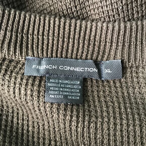 French Connection Sweater Mens XL Brown Waffle Basic Minimal Neutral Academia - Picture 7 of 8